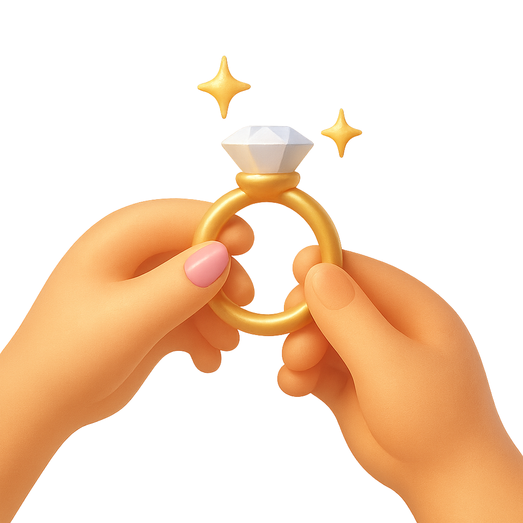 male and female holding ring