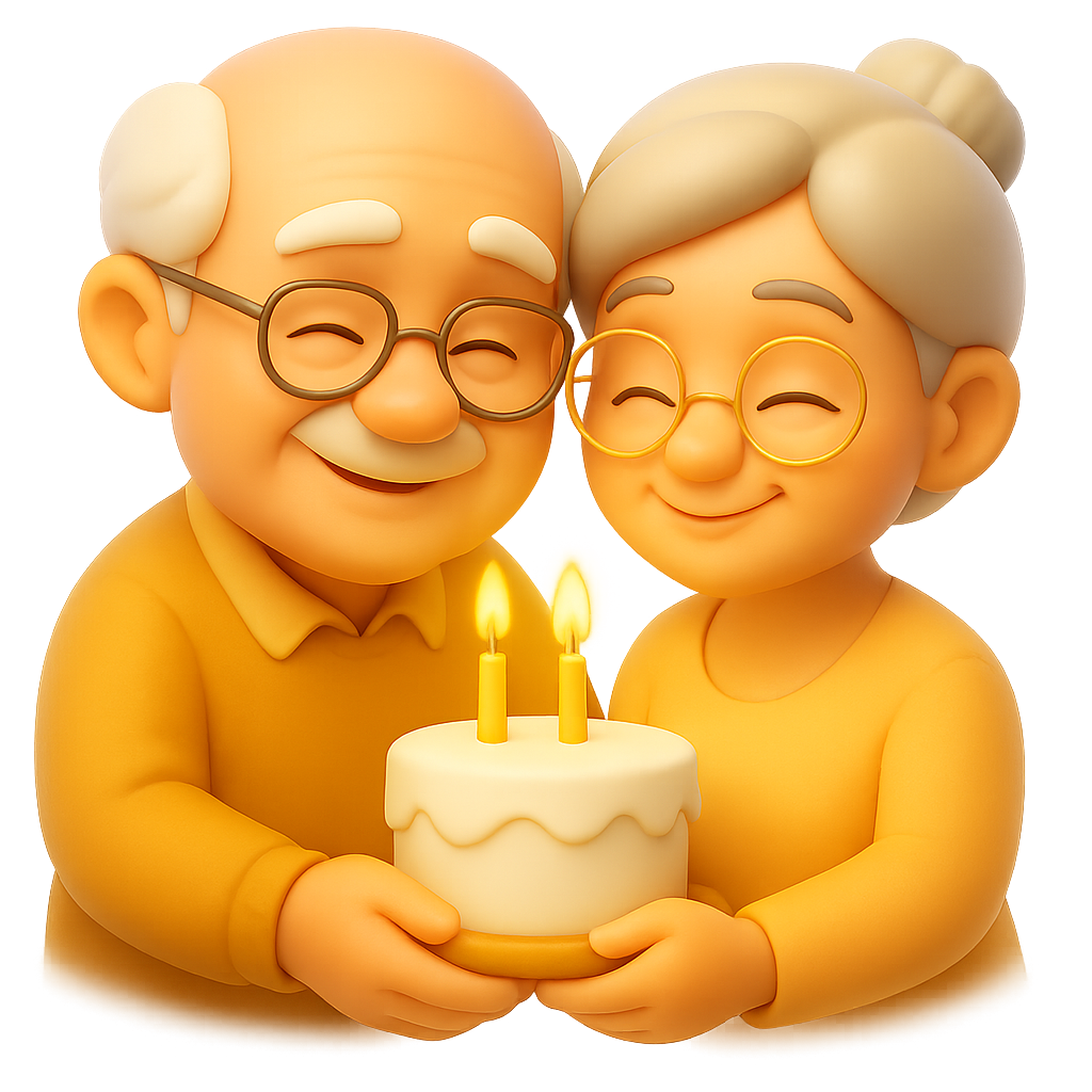 older couple celebrating with cake