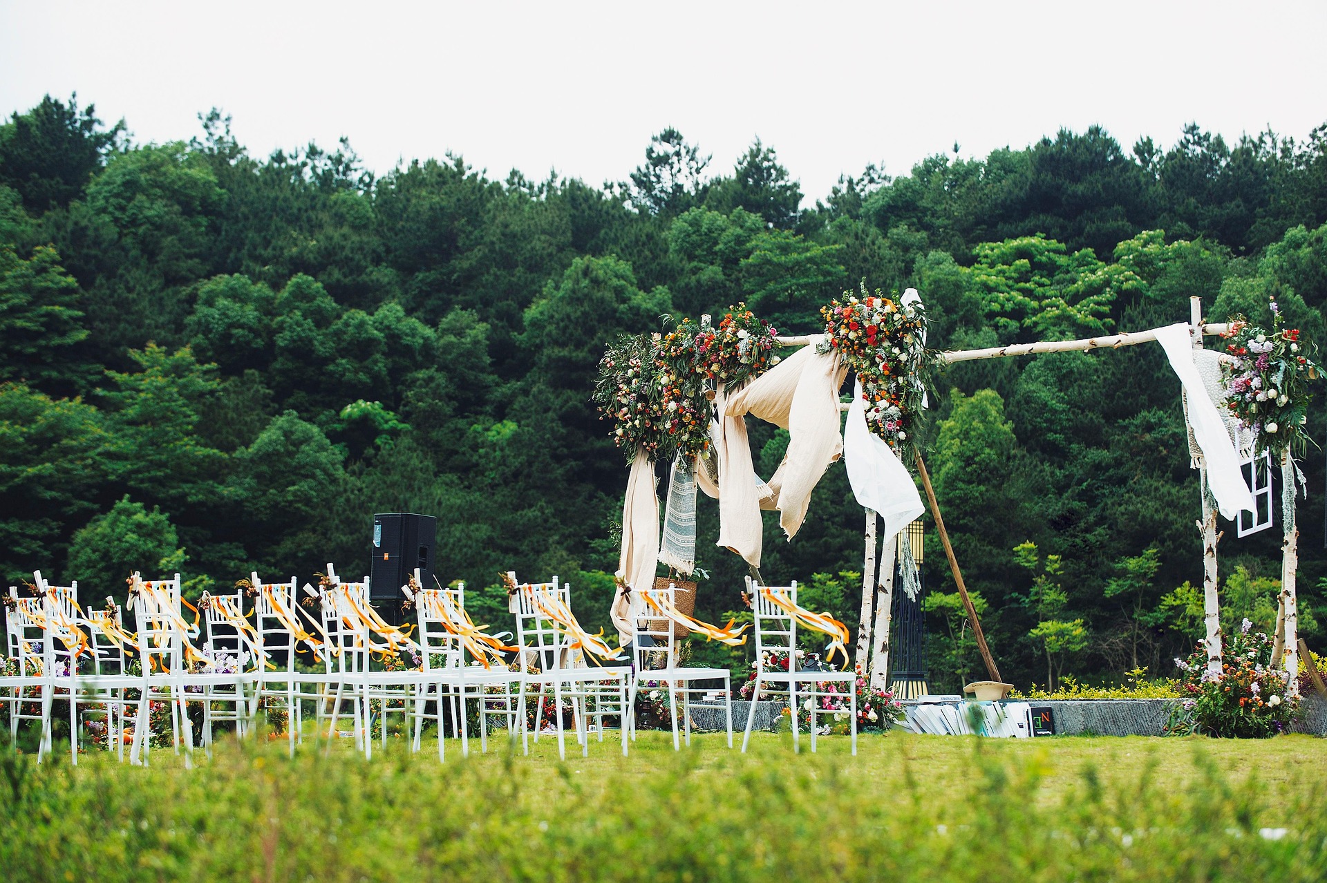 wedding venue in field setup