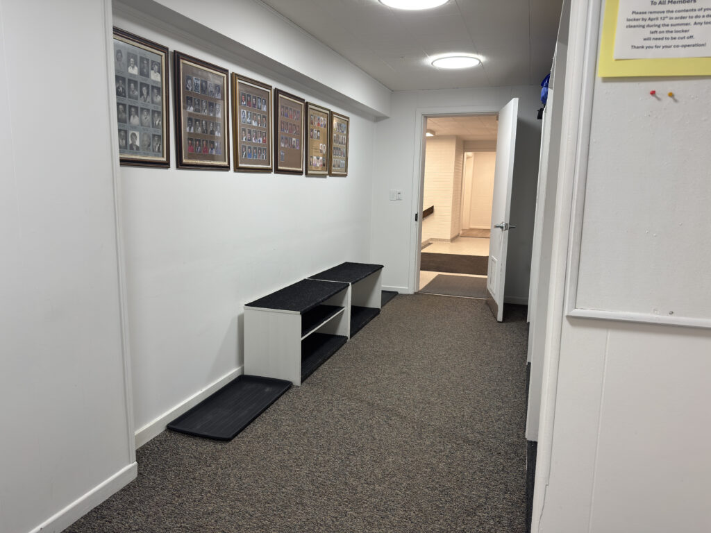 Entrance corridor at the Barrie Curling Club in Barrie Ontario Title: Barrie Curling Club Entrance — Wedding Venue Layout