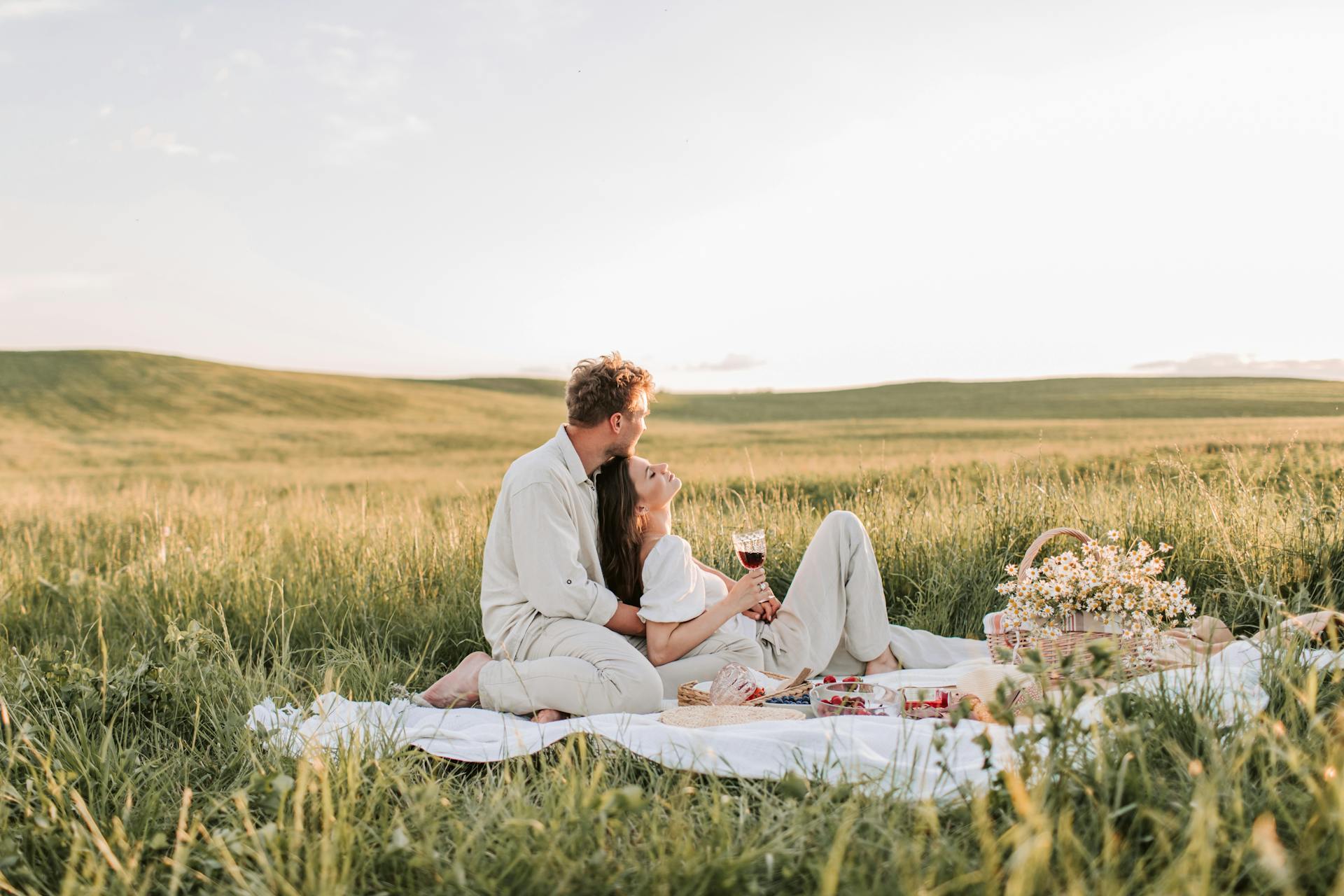 married couple having a picnic