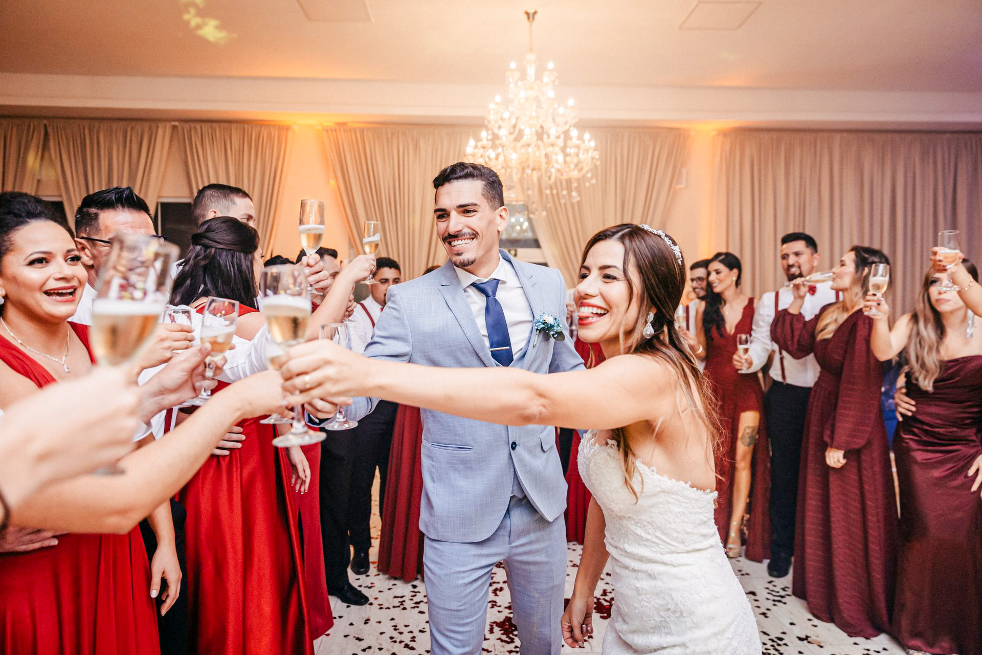 indoor wedding couple married