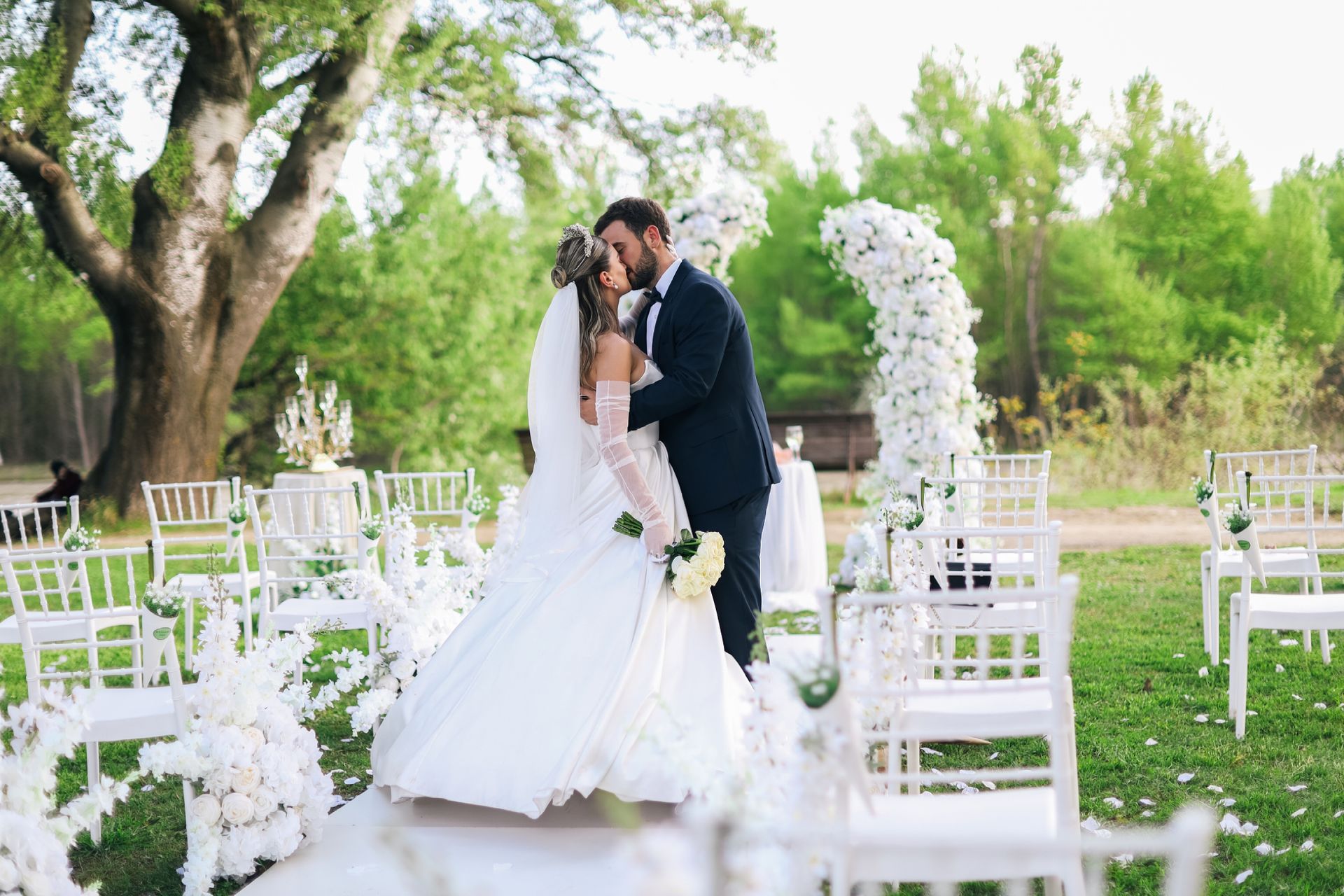 married couple at wedding altar