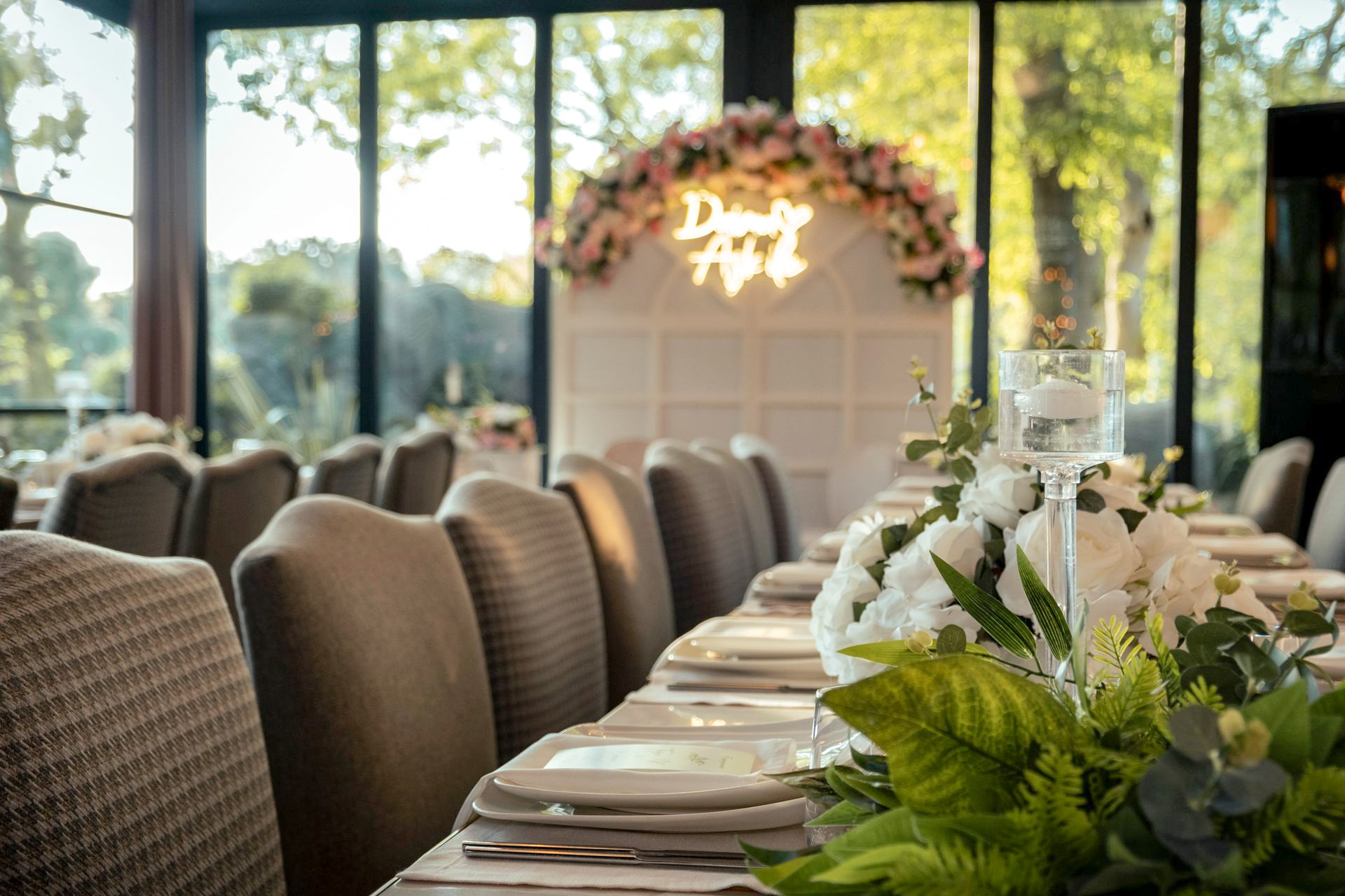 indoor wedding venue tables